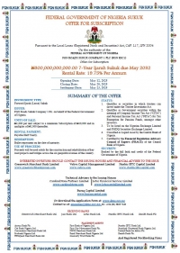 Federal Government of Nigeria Sukuk Offer for Subscription